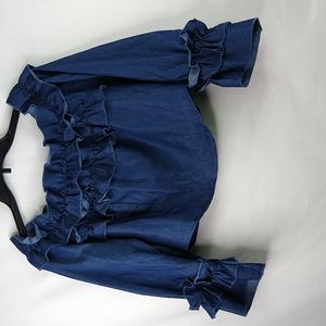 Ashley Stewart Ruffled Demin Top Size: 10